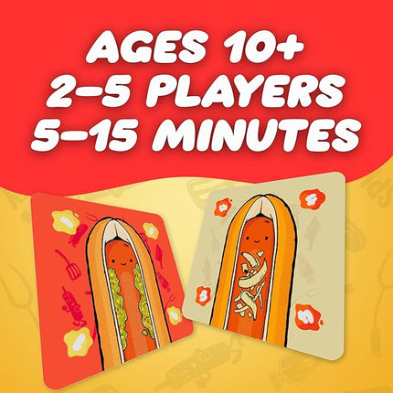 Joking Hazard Hoddog Card Game – 82 Cards for Kids & Adults, Race to Build The Longest Hoddog with Fun & Strategy, Includes Ketchup Splat Cards & Rulebook
