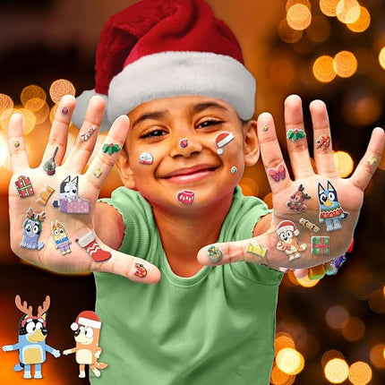 Bluey Holiday Sticker Playset, 50+ Repositionable Stickers, Double-Sided Play Scene, Christmas Toys & Games, Stocking Stuffers, No-Mess Toddler Travel Toys, Holiday Road Trip Activities for Kids