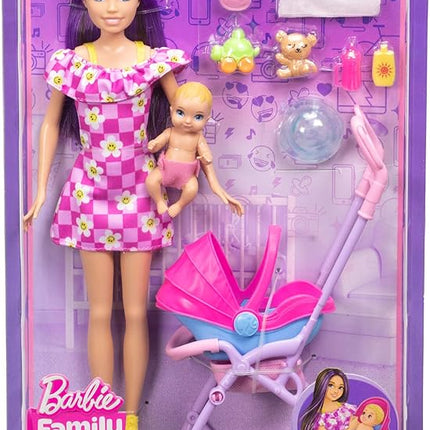 Barbie Skipper Babysitters, Inc. Playset with Brunette Doll, Blonde Baby Doll, Stroller with Removable Car Seat & 7 Accessories