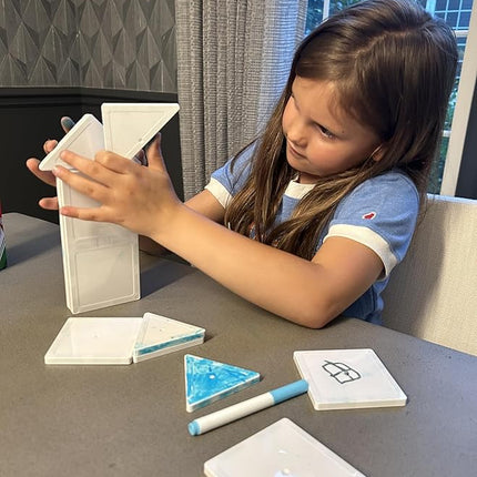 CreateOn Crayola Doodle Magnetic Tiles, Building Set for Kids, Magnetic Building Toys for Kids, STEM Travel Toys for Boys and Girls Ages 3+, 14-Piece Set (Doodle)