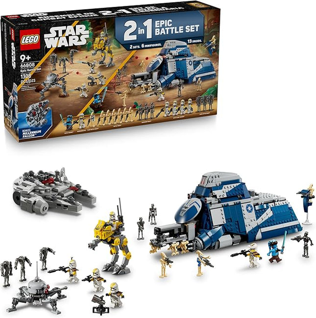 LEGO Star Wars Epic Battle Set Co-Pack - Pretend Play Building Toy for Boys & Girls, Ages 7+ - Includes 13 Droid Figures, 6 Minifigures, & Bonus Gift - Gift for Birthdays - 66808