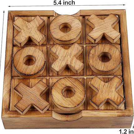 Glintoper Tic Tac Toe & 4 in a Row Tables Game Set, Classic Board Line Up 4 for Living Room Rustic Table Decor and Use as Game Top Wood Guest Room Decor Strategy Board Games for Families