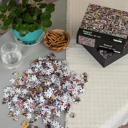 Hungry? Food Puzzle for Adults and Kids | Difficult 1000 Piece Jigsaw Puzzle Toy | Fun Quarantine Gift | Interactive Brain Teaser Challenge for Game Night | 28 x 20 Inches