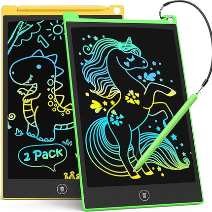 TECJOE 2 Pack LCD Writing Tablet, 8.5 Inch Colorful Doodle Board Drawing Tablet for Kids, Kids Travel Games Activity Learning Toys Birthday Gifts for 3 4 5 6 Year Old Boys and Girls Toddlers