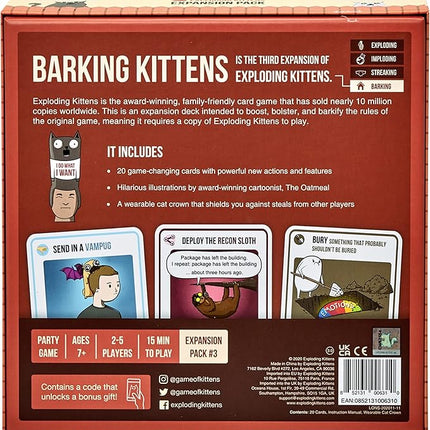Barking Kittens Expansion Set - A Russian Roulette Card Game for Adults, Teens & Kids, Easy Family-Friendly Party Games - 20 Card Add-on