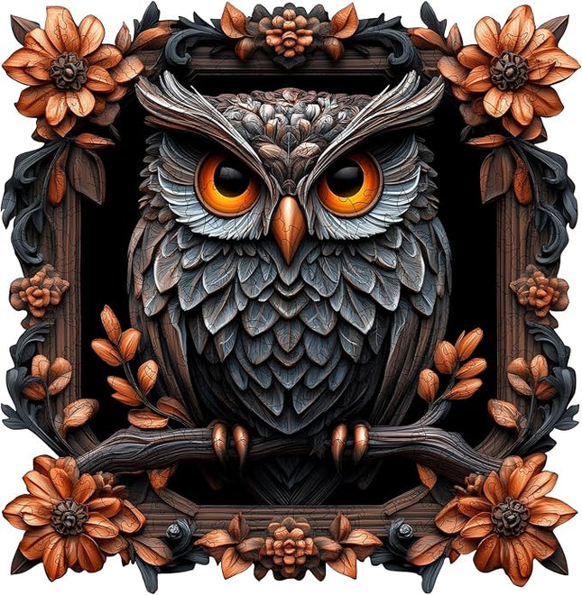Wooden Puzzles for Adults 491 Pieces, Owl Wooden Jigsaw Puzzles, Animal Adult Puzzles, Irregular Wood Puzzles Creative Gift for Adults and Kids Family Brain Game, 16.5x16.1 inch