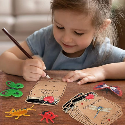 Valentines Day Gifts for Kids - 30 Pack Love Bug Card Bulk 6 Different Bugs Toy - Funny Greeting Valentine Exchange Cards for Boys Girls School Class Classroom Party Favors