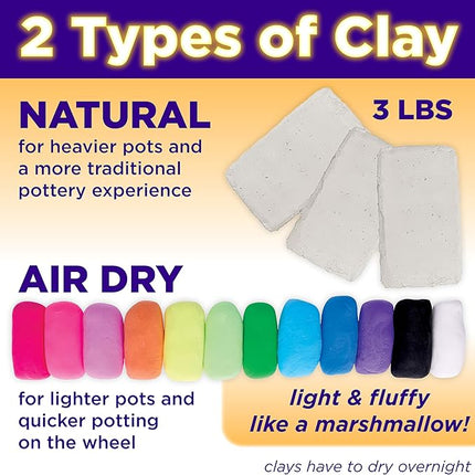 Faber-Castell Neon Glow Pottery Studio: Create Your Own Pottery Designs with USB-Powered Pottery Wheel, Air Dry Clay, Neon & Glow in The Dark Paints, Tools & 50+ Craft Supplies for Kids (Ages 8+)