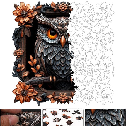 Wooden Puzzles for Adults 491 Pieces, Owl Wooden Jigsaw Puzzles, Animal Adult Puzzles, Irregular Wood Puzzles Creative Gift for Adults and Kids Family Brain Game, 16.5x16.1 inch