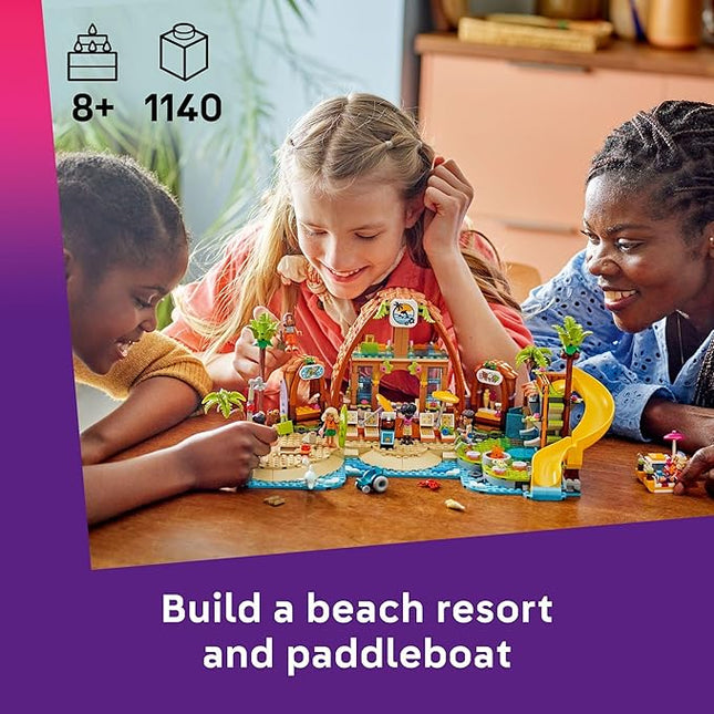 LEGO Friends Family Vacation Beach Resort Pretend Play Building Toy - Adventure Storytelling Playset with Dolphin Toys and Sea Turtles - Creative Birthday Gift Idea for Girls & Boys, 8+ - 42673