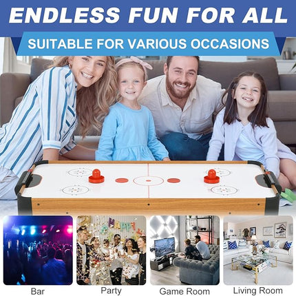 40in Tabletop Air Hockey Table, Portable Arcade Game Table for Kids and Adult, Indoor Game Table w/ 2 Pucks, 2 Pushers, Electronic Motor Fans for Game Room、Family Recreation