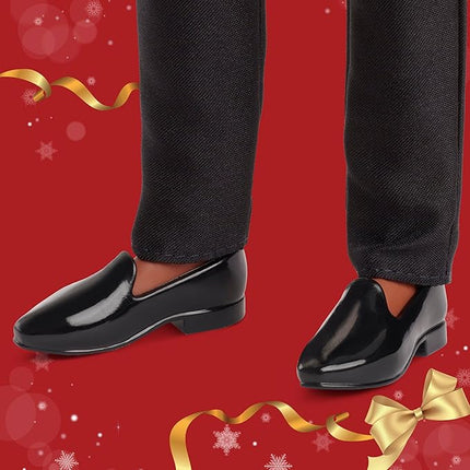 Barbie Signature 2025 Holiday Dark Brown Hair Ken Collectible Fashion Doll Wearing Full Suit with Golden Jacket in Displayable Packaging & Doll Stand