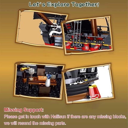 Toy Building Block Set, Pirate Ship Regular Size Brick Model Kit, Creative Ship Building Construction, Christmas Birthday Gift for Adult Teens Children Kids Boys Girls 8+ 968pcs