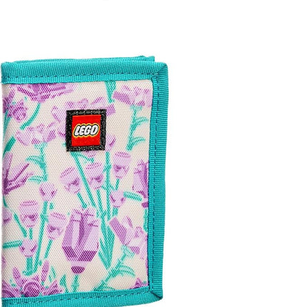 LEGO Trifold Wallet, Kids Unisex Wallet for Boys and Girls, with Clear ID Window, Card and Cash Pockets and Secure Hook and Loop Closure, Purple Bouquet