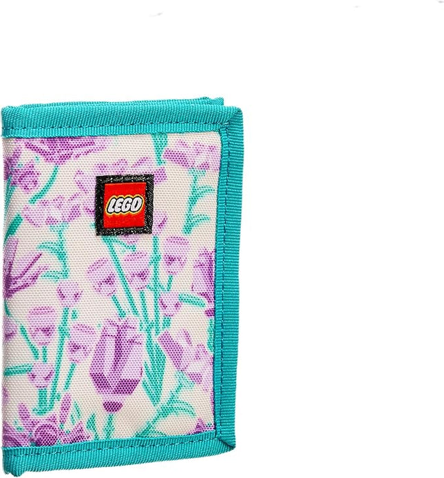 LEGO Trifold Wallet, Kids Unisex Wallet for Boys and Girls, with Clear ID Window, Card and Cash Pockets and Secure Hook and Loop Closure, Purple Bouquet