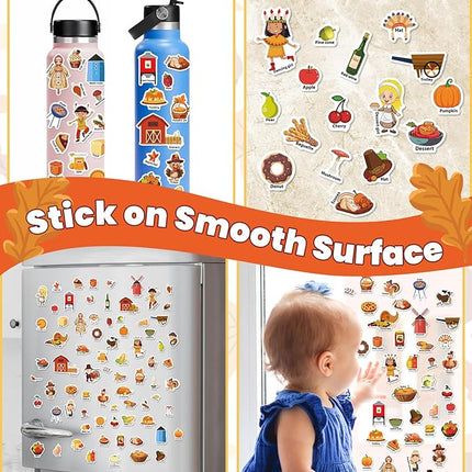 Reusable Sticker Book for Toddlers 2-4 Years, Stickers for Kids, Toddler Sticker Book Ages 1-3, Toddler Craft Activities, Toddlers Travel Toys Ages 2+ Boy Girl Birthday Gifts - Thanksgiving