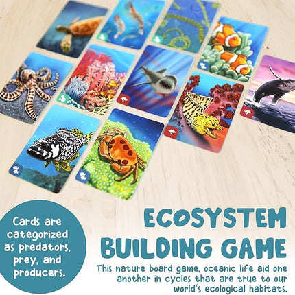 Genius Games Ecosystem: Coral Reef - A Mensa Recommended Family Card Game About Aquatic Animals, Their Habitats & Food Chain | A Light Educational Marine Biology Board Game for Kids and Families