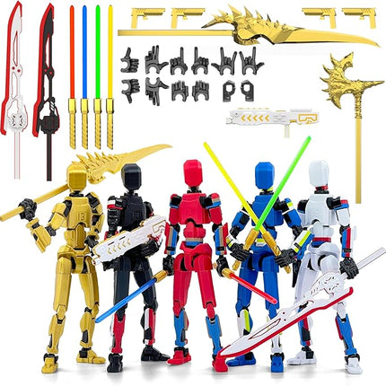 5-Pack T13 Titan Action Figure Already Assembled, Multi-Colored Titan 13 Action Figure Set with Laser Saber 3D Printed T 13 Lucky Robo Dummy Nova 13 Action Figures, Figura de acción t13