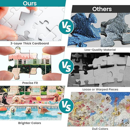 Jigsaw Puzzles 500 Pieces for Adults Puppy Swimming Pool Challenging Jigsaw Puzzle Animal Puzzles Difficult Puzzle Great Gift for Boys and Girls Family Fun Jigsaw Puzzle Game Toy 20.5x15inch