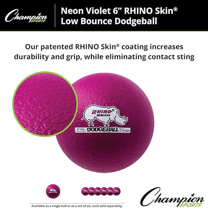 Champion Sports® Rhino Skin® Low Bounce Dodgeball Sets & Singles for Playground, PE, Backyard & League Games – Team Sports Equipment for Youth & Adults