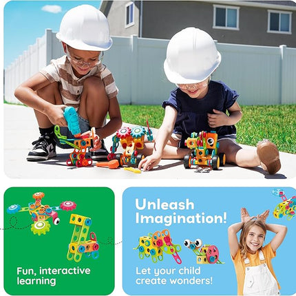 PicassoTiles STEM Learning Toys 250 Piece Building Block Kids Construction Engineering Kit Toy Blocks Children Early Education Playset w/Free IdeaBook, Power Drill, Clickable Ratchet, Age 3+ PTN250