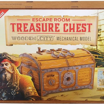 WOODEN.CITY Puzzle Box Treasure Chest - Assemble and Solve Riddles for a Unique Escape Room Experience - Wooden Clue Box Perfect Unique Gift Box - Made in EU