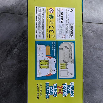 Fisca 2-in-1 Race Car Tracks PlaySet for Kids, Toy Car Ramp Track and Lifting Parking Lot, Dual Mode Toddler Car Track Toy Playset with 6 Cars, Automatic Rotary Elevator, Steering Wheel Music Driving