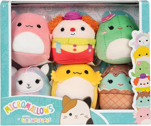 Squishmallows Original Micromallows 6-Pack – Archie Axolotl, Bimbi Clown, Lucy-May Llamapegacorn, Maritza Cactus, Maya Sundae, Rodry Bearded Dragon