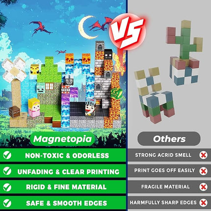 Magnetic Building Blocks - 150PCS Magnet Block Cubes Dark Hell Forest Castle, STEM Toy Building Sets for Kids Age 3+, Montessori Stacking Construction Toys Easter Gift for Boys Girls Age 4-8, 8-12