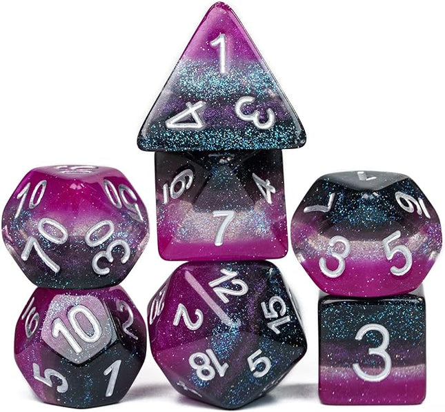 HDdais 7PCS Asexual-Pride Polyhedral DND Dice Set, Homosexual Flag D&D Dice for RPG and Other Table Games