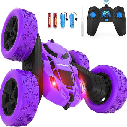Remote Control Car for Girls, Stunt Rc Car, Princess Toys for Girl 6 7 8 9, Electir Toy, Double-Sided 360° Rotating 4WD Rc Drift Truck for Birthday Gift (Purple)