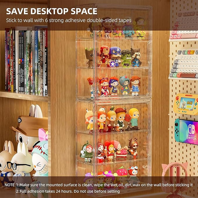 Clear Acrylic Display Case for Figures Collectibles 2 Pack Wall Mounted Hobby Figurine Display Case with Shelves, Display Shelf Storage Box for Action Figures, Car Model, Funko Pop