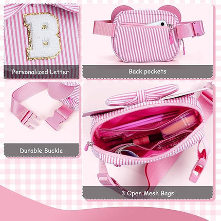 Teen Girl Gifts, Small Pink Belt Bag for Girls Initial Fanny Pack Crossbody Bags for Women 8 9 10 11 12 15 Year Old Girl Birthday Gift Ideas Wife Girlfriend Teacher Grandma Gifts (Pink Y)