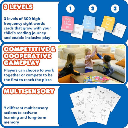 Kangaroo Cravings Learn to Read 300 High-Frequency Sight Words Board Game - Fun Learning Resource & Word Game for Kids Ages 4-9 - Parent & Teacher Must Haves for Preschool, Kindergarten, 1st-3rd Grade