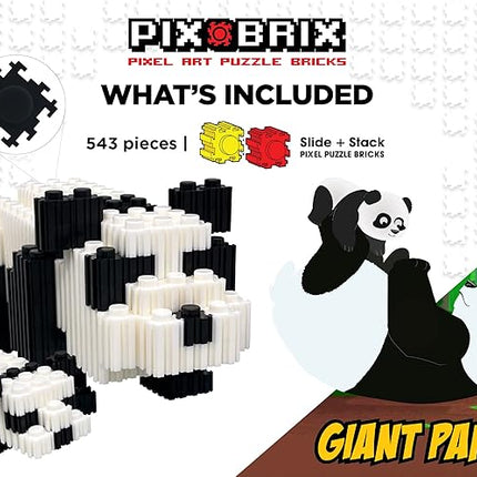 Pix Brix - Wild Kratts Toy Pixel Art Kit - Giant Panda, 543 Pieces - Patented Slide + Stack Pixel Puzzle Building Bricks, Build & Collect Wild Kratts Animals - Stem Toys, Ages 6 Plus