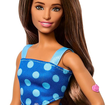 Barbie Fashionistas Doll #242, Doll with Type 1 Diabetes Wearing Polka Dot Outfit and Accessories, in Partnership with Breakthrough T1D