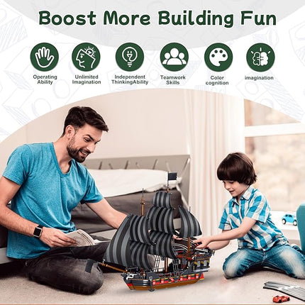 Toy Building Block Set, Pirate Ship Regular Size Brick Model Kit, Creative Ship Building Construction, Christmas Birthday Gift for Adult Teens Children Kids Boys Girls 8+ 968pcs