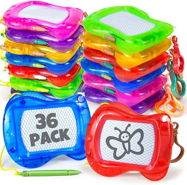 36 Pack Mini Magnetic Drawing Board for Kids, Backpack Keychain Clip Drawing Boards Goodie Bags Stuffers, Erasable Doodle Sketch Writing Pad for Boys Girls Classroom Reward Birthday Party Favor Gifts