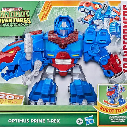 Transformers Dinobot Adventures Optimus Prime T-Rex Converting Toy with Lights and Sounds, 9+ Inch Action Figure, Ages 3 and Up (Amazon Exclusive)