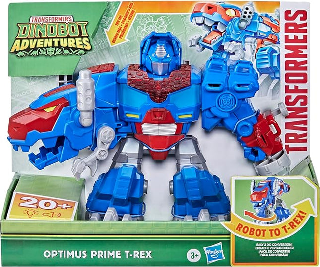 Transformers Dinobot Adventures Optimus Prime T-Rex Converting Toy with Lights and Sounds, 9+ Inch Action Figure, Ages 3 and Up (Amazon Exclusive)