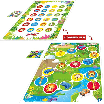 Hasbro Gaming Twister Junior Game, Animal Adventure 2-Sided Mat, 2 Games in 1, Party Game for Kids Ages 3 and Up and 2-4 Players (Amazon Exclusive)