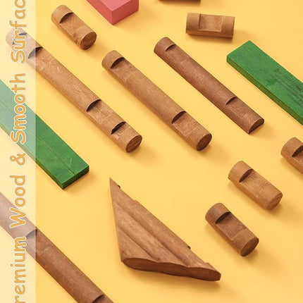 SainSmart Jr. 300 PCS Wooden Log Cabin Set Building House Toy for Toddlers, Classical STEM Construction Kit Compatible with Lincoln Logs for 3+ Kids