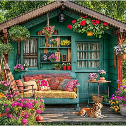 1000 Piece Puzzle for Adults, Flower House Jigsaw Puzzle, Family Puzzles Game, Interlock Perfectly No Dust, Home Decoration Puzzle, Gift for Valentine Friends Parents Kids