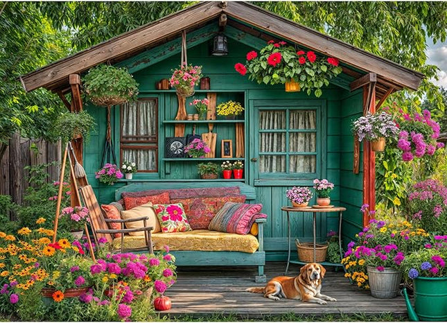 1000 Piece Puzzle for Adults, Flower House Jigsaw Puzzle, Family Puzzles Game, Interlock Perfectly No Dust, Home Decoration Puzzle, Gift for Valentine Friends Parents Kids