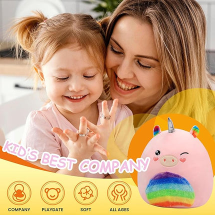 Easfan 13'' Rainbow Unicorn Plush Pillow Soft Unicorn Plush Toy Cute Stuffed Animal Home Room Decoration Birthday Valentine Gifts