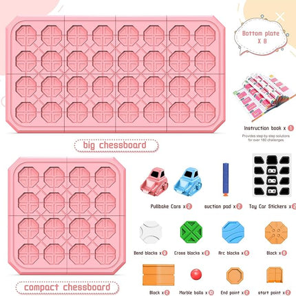 STEM Logic Road Builder Toys: Board Games Toys for 5 Year Old Kids Montessori Brain Teaser Puzzles Educational Learning Activities Toy for Kid Ages 3 4 6-8 12 Boys Girls Gifts (Pink)