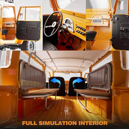 BEEZRC FMS 1/10 RC Crawler FJ40 Toyota Licensed 4WD 2.4G Model Car Hobby 4x4 Rock Crawler Offroad Truck Remote Control Car with Transmitter for Adults (Yellow) FMS11035RSYL