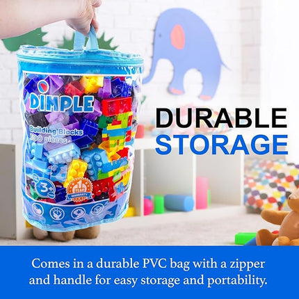 Dimple Large Building Blocks for Toddlers/Kids (600 Piece) Stackable, Multi-Colored, Interlocking Toys Safe, Non-Toxic Plastic Bright Colors, Waterproof Boys, Girls Age 3 for Kids