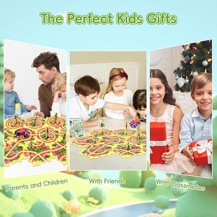 10Pcs Puzzle Track Car Play Set for Toddlers, Puzzle Racer Kids Car Track Set, Race Tracks for Kids Ages 4-8, Educational Puzzle Car Toys for 3 4 5 Year Old Boys (Bee)