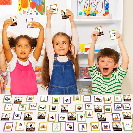 gisgfim 50 Pairs Memory Matching Game Happy Halloween Concentration Memory Games Card for Kids Educational Ages 3-8 A Fun & Fast Halloween Theme Matching Games